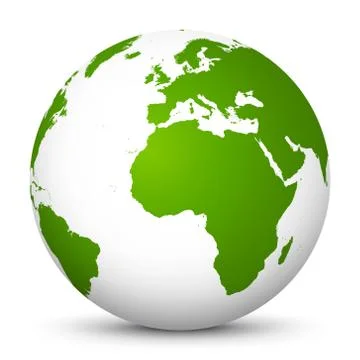 White Vector Globe Icon with Green Continents - Planet Earth - World Symbol Illustrazione stock