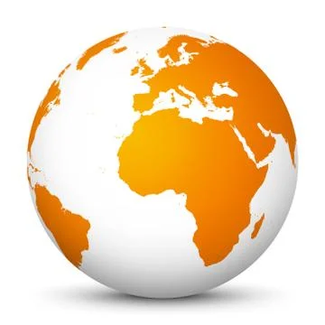 White Vector Globe with Orange Continents - Planet Earth Illustrazione stock