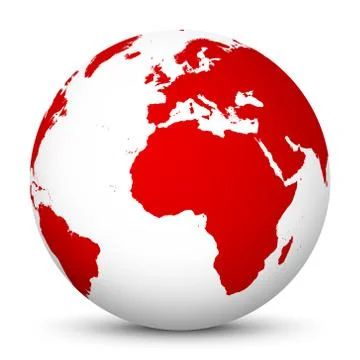 White Vector Globe with Red Continents - Planet Earth. Stock Illustration