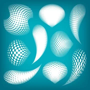 White vector halftone design elements collection Stock Illustration