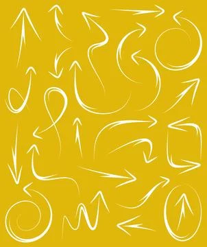 White vector hand drawn doodle arrows set Stock Illustration