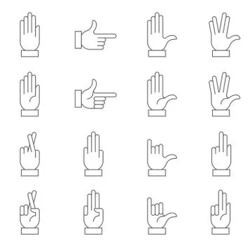 White Vector Hand Signs Collection Stock Illustration