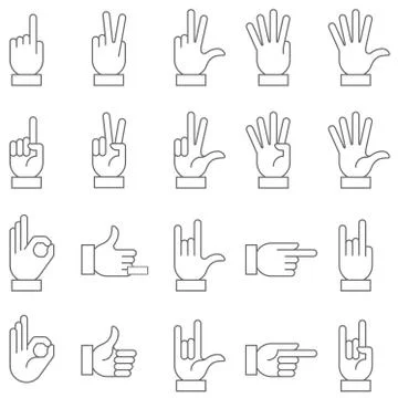 White Vector Hand Signs Collection 2 Stock Illustration