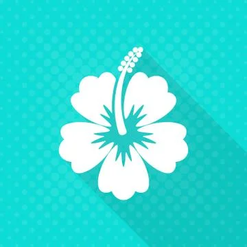 White vector hibiscus flower flat icon Stock Illustration