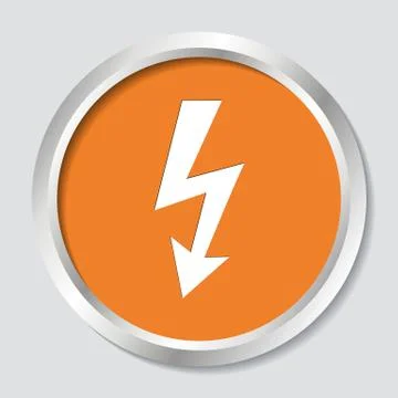 White vector high voltage symbol on orange button Stock-Illustration