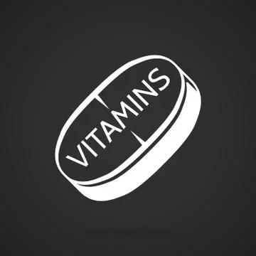 White vector icon for vitamins tablet Stock Illustration