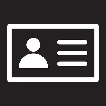 White vector id card or identity card line icon isolated on black background Stock Illustration