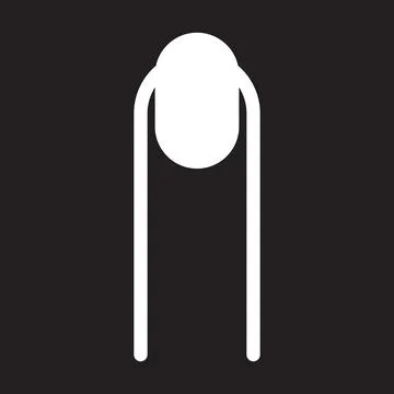 White vector long finger nail icon isolated on black background Illustrazione stock