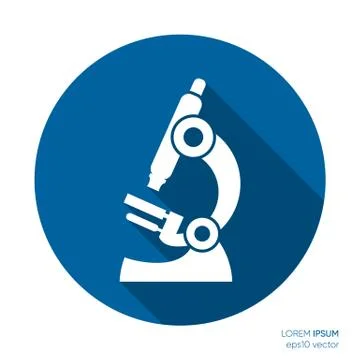 White vector microscope flat icon science symbol Illustrazione stock