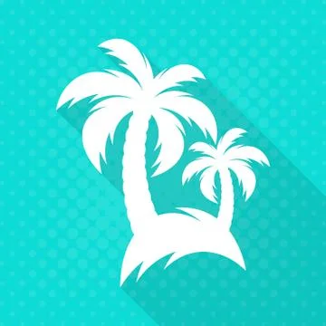 White vector palm trees flat icon Illustration