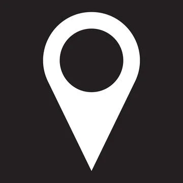 White vector point of location solid icon isolated on black background イラスト素材