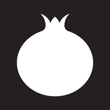White vector Pomegranate fruit solid icon isolated on black background Stockillustratie