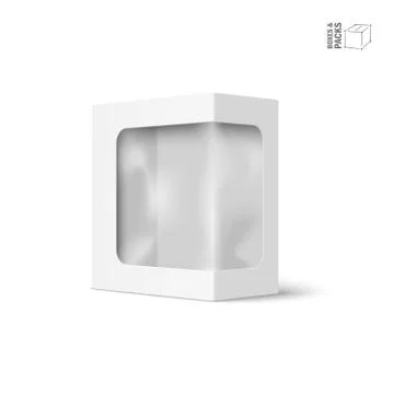 White vector product package box with window, Stock Illustration