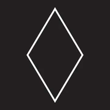 White vector rhombus line icon isolated on black background Stock Illustration