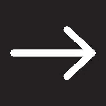 White vector right arrow icon isolated on black background Stock Illustration