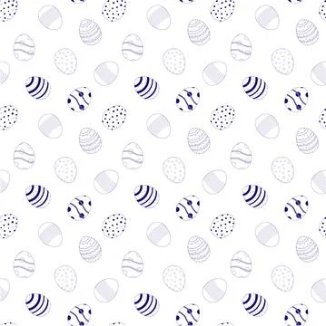 White vector seamless pattern with blue Easter eggs イラスト素材