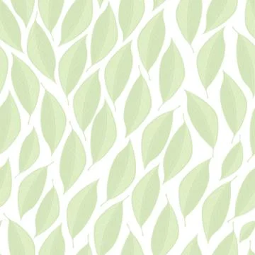 White vector seamless texture with light-green leaves Illustrazione stock