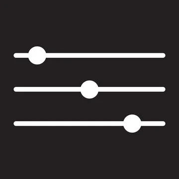 White vector slider bar icon isolated on black background Stock Illustration