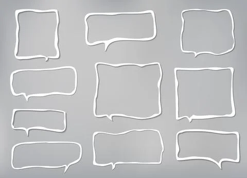 White vector speech bubbles with soft shadow are on grey background. Vector Stock Illustration