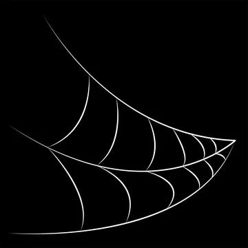 White vector spider web on black background for halloween party Stock Illustration
