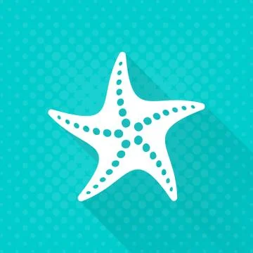 White vector starfish simple flat icon Illustrazione stock