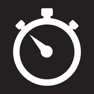White vector stopwatch timer icon isolated on black background Stockillustratie