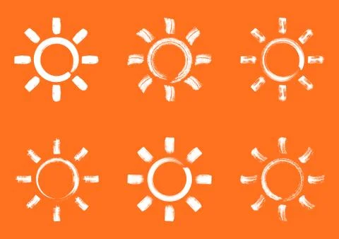 White vector summer sun design elements Stock Illustration