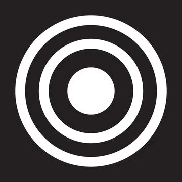 White vector target solid icon isolated on black background イラスト素材