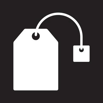White vector teabag icon isolated on black background Stock Illustration