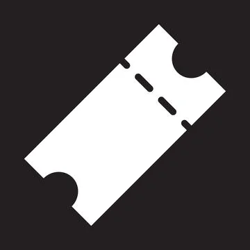 White vector ticket icon isolated on black background Stock Illustration