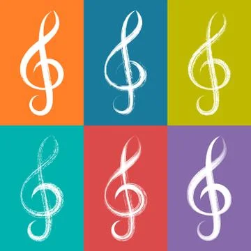 White vector treble clef icons Stock Illustration
