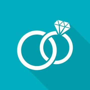 White vector wedding rings flat icon Иллюстрация