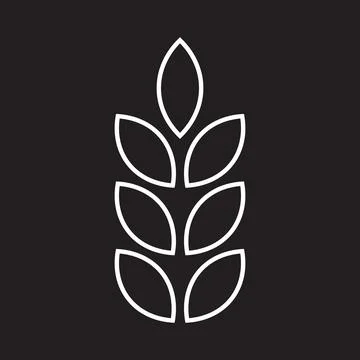 White vector wheat line icon isolated on black background Stock Illustration