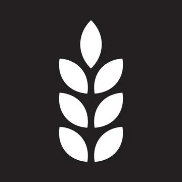 White vector wheat solid icon isolated on black background Stock Illustration