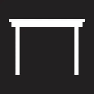White vector wooden table icon isolated on black background Stock Illustration