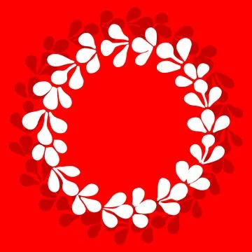 White vector wreath frame on red background Stock Illustration