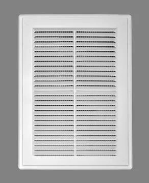 White ventilation grate on a gray background. Rectangular shape, plastic ma.. Stock Photos