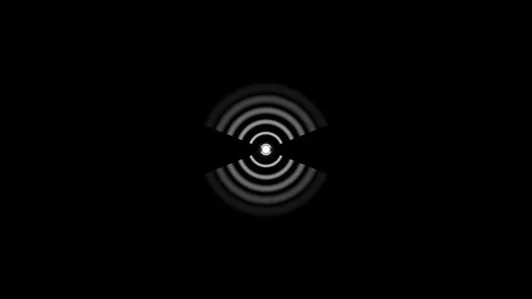 White vertical audio wave pulse with symmetrical gradient concentric arches. Video stock 343146212