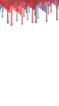 White vertical background with dripping colored liquids Stock Illustration