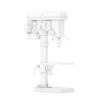 White Vertical Drilling Bench Drill Press Machine in Clay Style. 3d Rendering Illustrazione stock