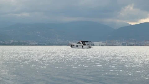 White vessel on sea Stock Footage 196976831