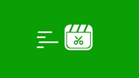 White video editor icon with motion lines flying into frame on green screen.. Stock-Footage 347377601