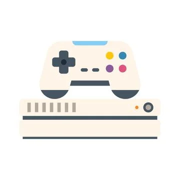 White video game console with controller resting on top Stock Illustration