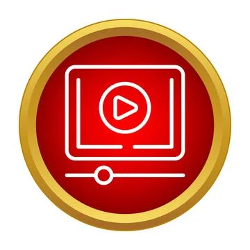 White video player icon in red circle Stock Illustration