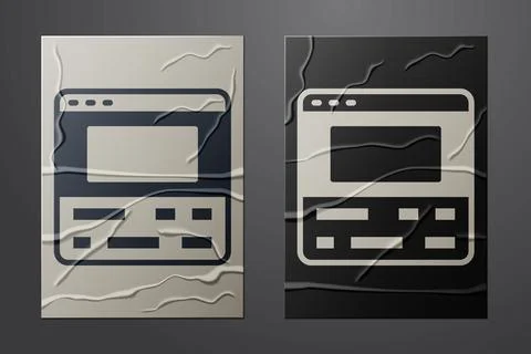 White Video recorder or editor software on laptop icon isolated on crumpled p Illustrazione stock