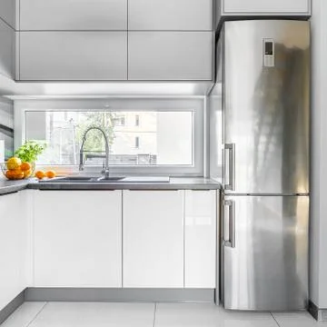 White villa kitchen interior Stock Photos