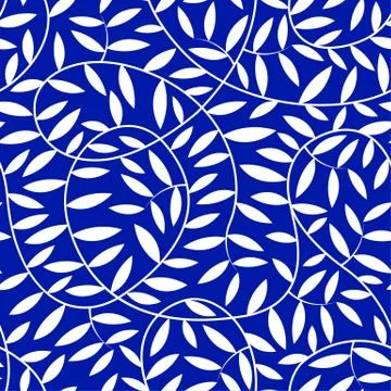 White vine leaves in a seamless pattern Stock Illustration