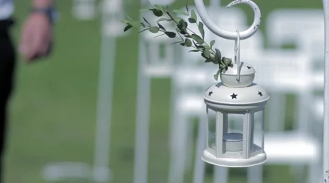 White vintage lamp Stock Footage 67343546