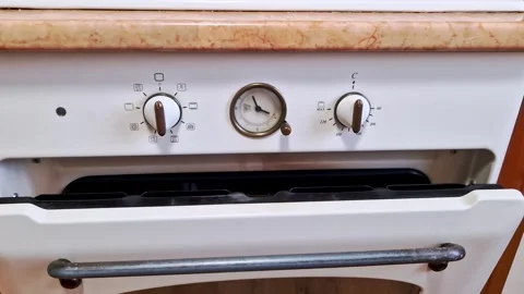 White Vintage Oven Control Panel and Analog Clock 스톡 동영상 321961937