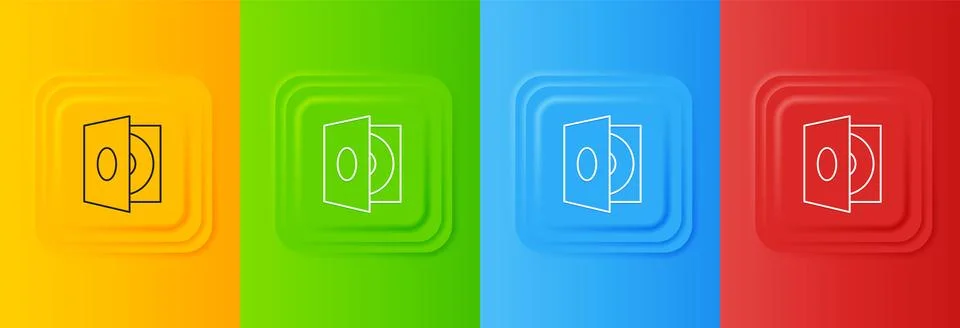 White Vinyl player with a vinyl disk icon isolated on colorful background. .. Illustrazione stock